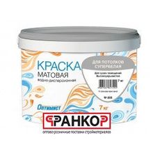 Краска для потолков "Оптимист W203" супер-бел., латекс., матовая, мрзт 14 кг.