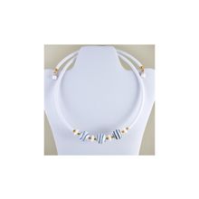 Колье на цветном каучуке с 3 бусинами муранское стекло, арт. 2012-10 maz_white