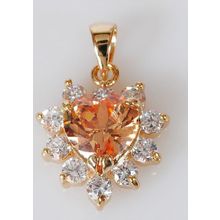 Кулон с фианитом шампань "Сердце в стразах"