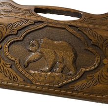 Нарды резные "Медведь" с ручкой