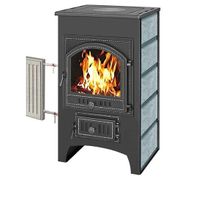 Печь-Камин ПК-02 (205) с плитой «Везувий В1» и т о, талькохлорит, 12 кВт (200 м3) Ø150мм -