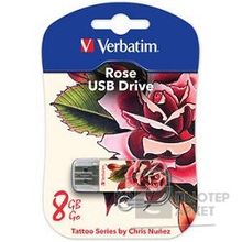 Verbatim USB Drive 8Gb Mini Tattoo Edition Rose 049881