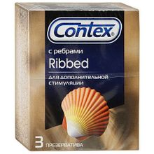 Презервативы с рёбрышками CONTEX Ribbed - 3 шт. (5461)