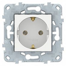 Розетка UNICA NEW, скрытый монтаж, с заземлением, белый |  код. NU505618 |  Schneider Electric