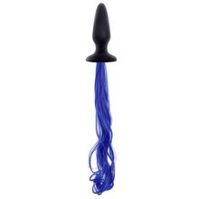 NS Novelties Чёрная анальная пробка с синим хвостом Unicorn Tails Blue