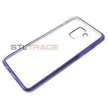A8+ Samsung силиконовый чехол с каймой синий