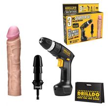 Drilldo Секс-набор из 3 предметов DRILLDO STARTER SET 3 PIECE (черный с бежевым)