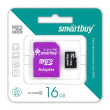 SmartBuy Карта памяти SmartBuy microSDHC Class 10 16GB + SD adapter
