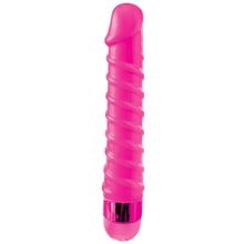 Pipedream Розовый вибромассажер с винтовыми ребрышками Candy Twirl Massager - 16,5 см. (розовый)