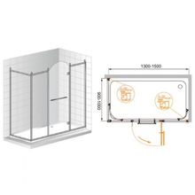 Душевой уголок Cezares Retro AH13 (130x90) (левый) матовое стекло с прозрачным узором (золото)