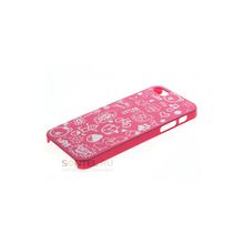 Задняя накладка для iPhone 5 с рисунками, темно-розовая 00020953