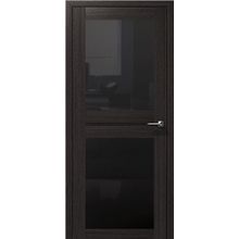  Двери восход "омега" с орех бисмарк (венге) черное стекло  до