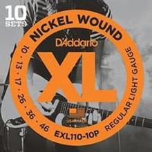 EXL110-10P Nickel Wound Струны для электрогитары, Regular Light, 10-46, 10 комплектов, DAddario