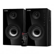 Колонки SVEN SPS-615 Black (2x10W, дерево, Bluetooth,  SD, USB, ПДУ)