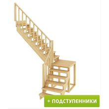 Лестница К-002М 2 Л 15 ступеней (h=3,12 м) с подступенками, сосна