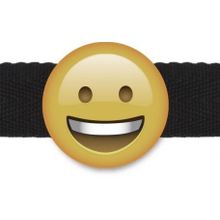 Кляп-смайлик Smiley Emoji с черными лентами черный с желтым