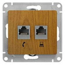 Розетка 2xRJ11+RJ45 Cat.5 GLOSSA, дуб |  код. GSL000585 |  Schneider Electric