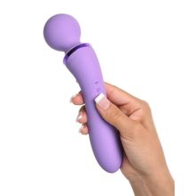 Фиолетовый двусторонний вибростимулятор Duo Wand Massage-Her - 19,6 см.