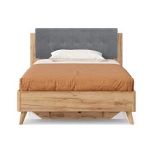 Алмаз. Любимый дом Марта-2 Кровать 1200 (с ПМ и мягкой накладкой, точечная  утяжка Neo 25) (Дуб Золотой Глубокий серый)