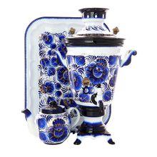 Набор самовар электрический 4 литра с художественной росписью "Гжель", арт. 130702