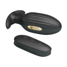 Черная анальная вибропробка с электростимуляцией и пультом ДУ Royal Pleasure - 9,2 см. (180873)