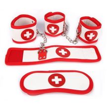 Набор медсестра: наручники, оковы, маска цвет белый с красным
