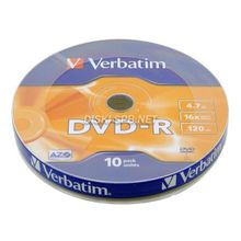 DVD-R диск 16х Verbatim 4.7 Гб Shrink. 10 дисков.