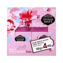 Мыло косметическое (набор) Роза Shower Mate Lovely Rose & Cherry Blossom Soap 4х100г