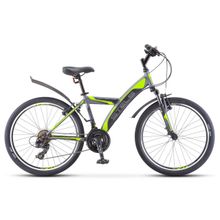 24" STELS Navigator-410V 18sp 2018 (18ск, алюм, аморт.вилка, Vbr, RS36 TY300 TY300 трещотка 6 ск.)(V030, рама 15", антрацитовый черный лайм)