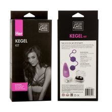 California Exotic Novelties Женский набор для вагинальной стимуляции HER KEGEL KIT: 2 вида шариков и вибропуля (фиолетовый с серебром)