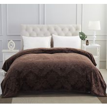 Плед KARNA велсофт жаккард "DARVIN"220x240 см цвет темно-коричневый