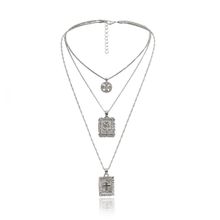 Многослойное колье "Крест и роза" (арт. 81097-2)