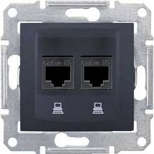 Розетка компьютерная 2xRJ45 Cat.5 SEDNA, графит |  код. SDN4400170 |  Schneider Electric