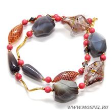 MosPel accessories Бусы А10190 родонитовые