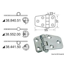 Osculati Hinge reversed pin 55x37 mm, 38.441.50