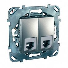 Розетка телефонная 2xRJ11 UNICA TOP, алюминий |  код. MGU5.9090.30ZD |  Schneider Electric