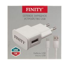 Сетевое зарядное устройство с USB Finity Zeon 1A+Micro, белое