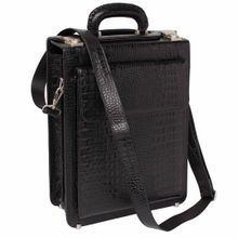 Кожаный портфель Grantson Black Caiman