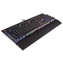 corsair (Игровая клавиатура strafe rgb,fully backlit mechanical keyboard,механические клавиши cherry mx silent, программируемая подсветка всех клавиш (16.8 миллиона цветов), алюминиевый корпус матового черного цвета, полная защита от фикт. и случ.нажатий,