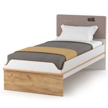 Нижегородмебель и К Кровать молодёжная Вуди 11.01 цвет белый премиум дуб крафт золотой ID - 295627