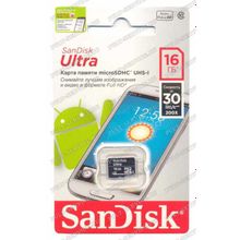 Карта памят 16 Gb SanDisk Ultra MicroSD (Class10)