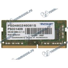 Модуль памяти SO-DIMM 8ГБ DDR4 SDRAM Patriot "PSD48G240081S" (PC19200, 2400МГц, CL17) (ret) [142224]