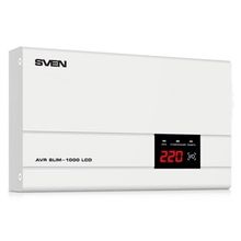 Стабилизатор настенный SVEN   AVR SLIM-1000 LCD White   (7A, вх.140-260V, вых.220V±10%,  1000VA, розетка Euro)