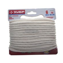 Шнур хлопковый плетеный, натуральный, без сердечника Зубр 50350-06-020 (d 6, 20м)