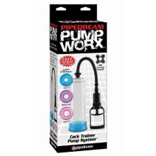 Pipedream Вакуумная помпа Pump Worx Cock Trainer Pump System с цветными вставками (прозрачный)