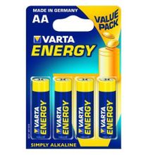 Батарейка AA VARTA LR6 4BL Energy, щелочная, 4 шт, в блистере (4106)