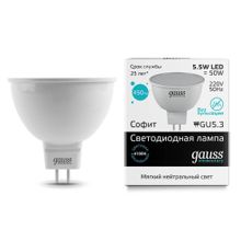 Gauss Лампа светодиодная Gauss GU5.3 5.5W 4100K матовая 13526 ID - 234304