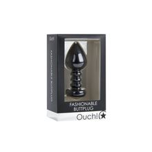 Shots Media BV Чёрная анальная пробка Fashionable Buttplug - 10 см. (черный)