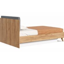 Алмаз. Любимый дом Марта-2 Кровать 1200 (с ПМ и мягкой накладкой, точечная  утяжка Neo 25) (Дуб Золотой Глубокий серый)