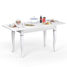 Дубодел Стол Роял 1 Р, цвет RAL9003 патина серебро только на фрезеровке ножек и на окантовке столешницы ID - 288785